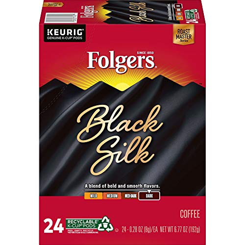 Folgers Black Silk Dark Roast Coffee, 96 Keurig K-Cup Pods
