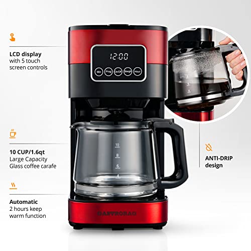 GASTRORAG 10 Cup Drip Coffee Maker, Touch Screen, Programmable with